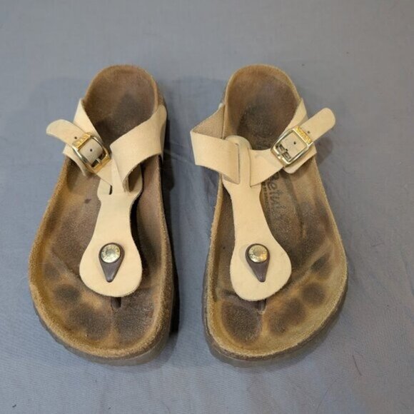 Betula by Birkenstock Tan Gizeh Foot Bed Sandals Women Size 7 - Picture 1 of 5